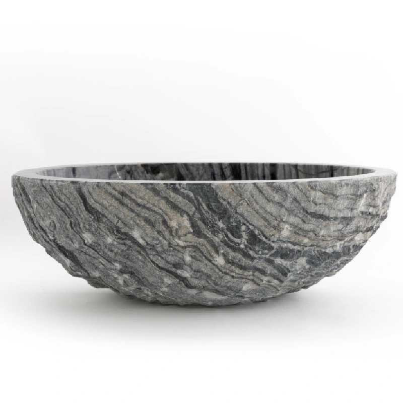 Chiseled ancient wood marble sink BRH014-A