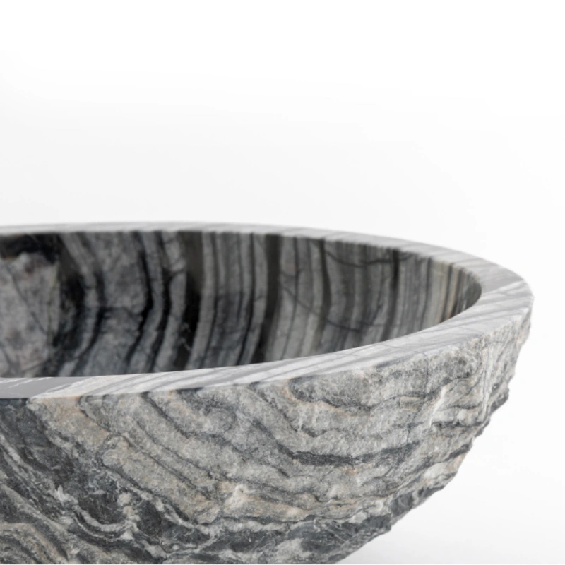 Chiseled natural stone sink Ancient wood marble BRH014-A (2)