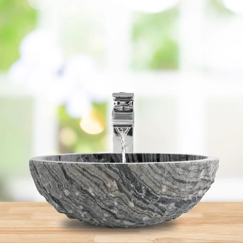 Chiseled natural stone sink Ancient wood marble BRH014-A (4)