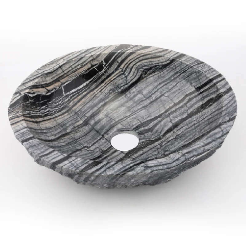 Chiseled natural stone sink Ancient wood marble BRH014-A (5)