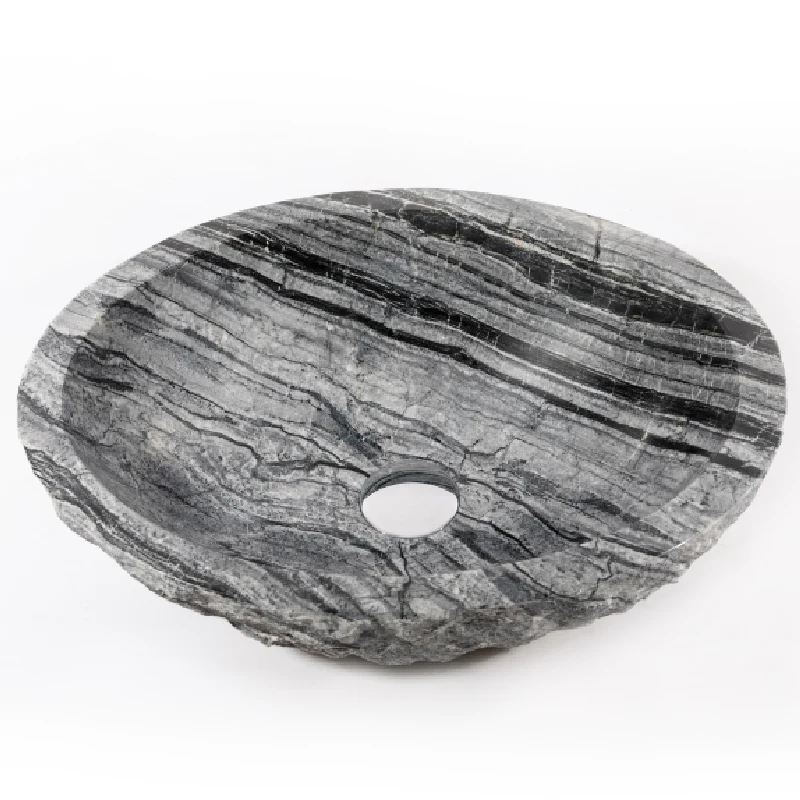 Chiseled natural stone sink Ancient wood marble BRH014-A (7)