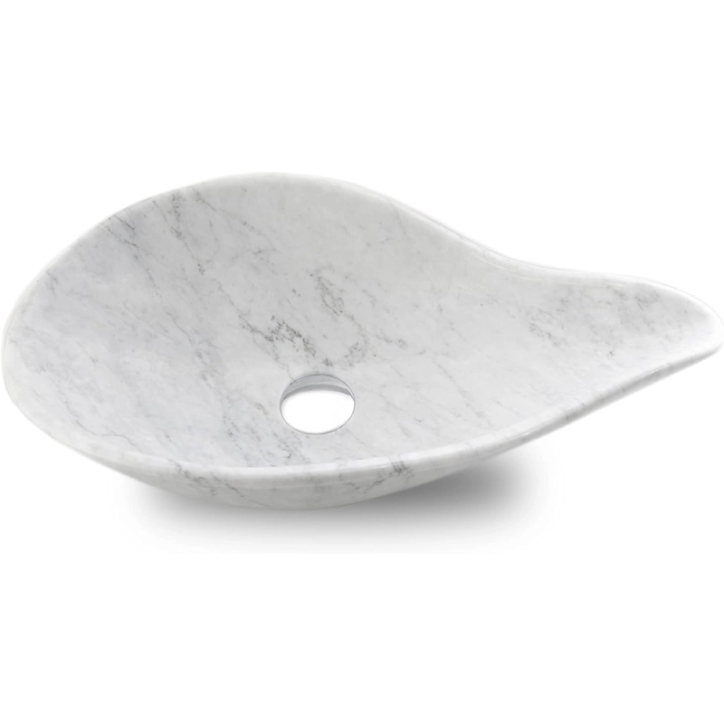 Chiseled natural stone sink Carrara white marble BRH013-W (2)