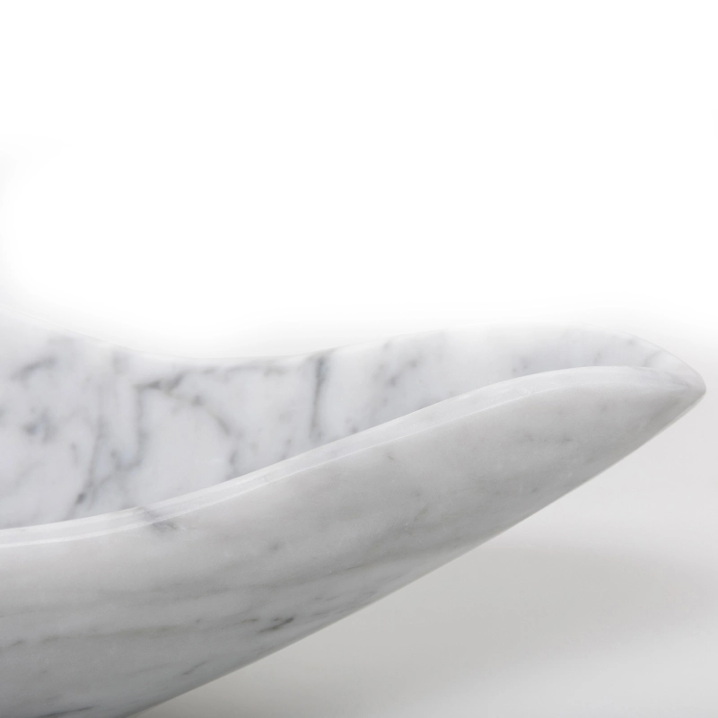 Chiseled natural stone sink Carrara white marble BRH013-W (4)
