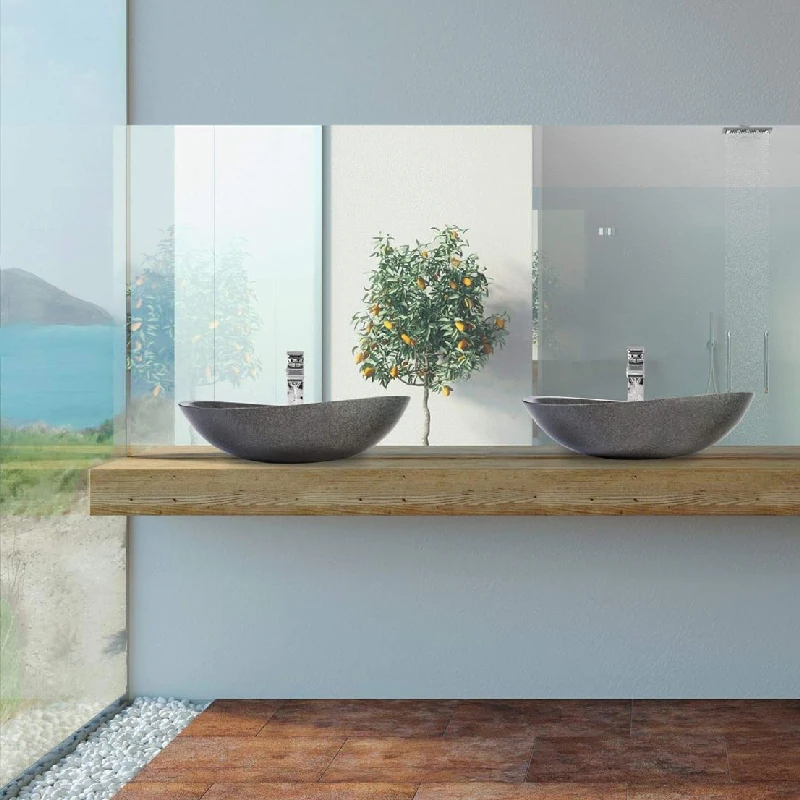 Chiseled natural stone sink Grey granite BRH011-G (5)