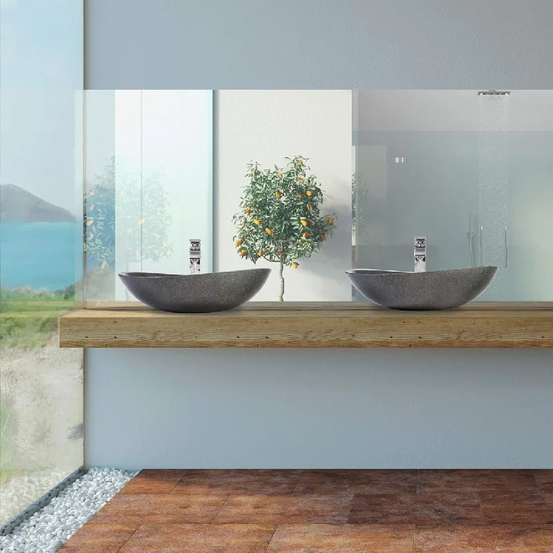 Chiseled natural stone sink Grey granite BRH012-G (2)