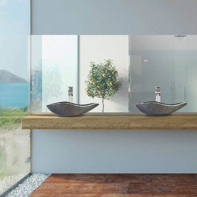 Chiseled natural stone sink Grey granite BRH013-G (4)