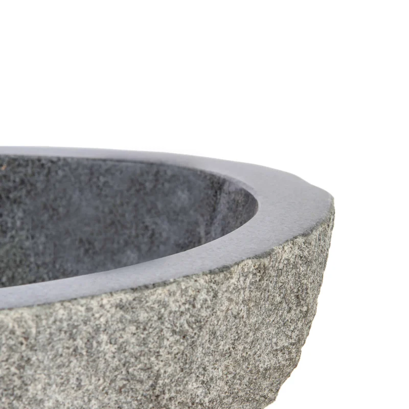 Chiseled natural stone sink Grey granite BRH014-G (3)