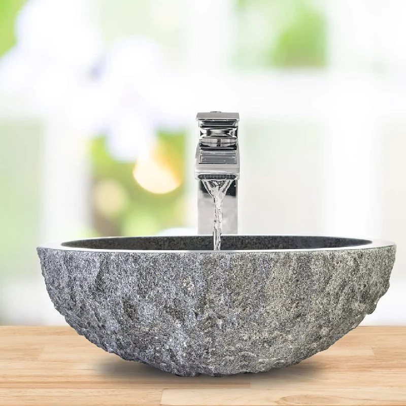 Chiseled natural stone sink Grey granite BRH014-G (4)