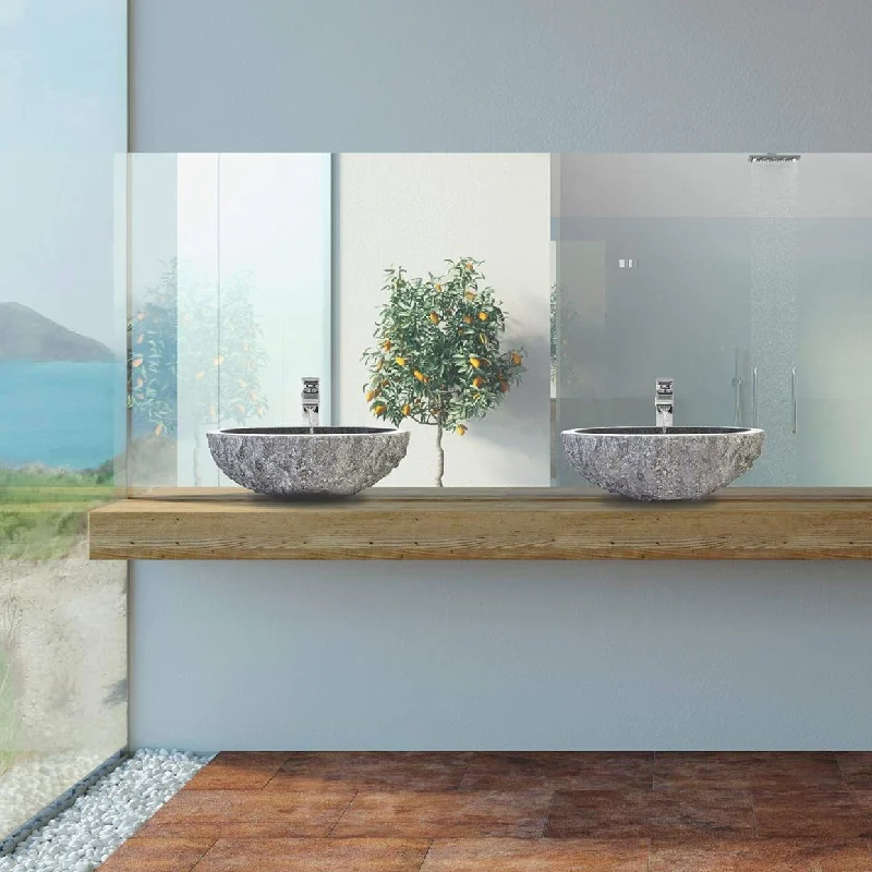 Chiseled natural stone sink Grey granite BRH014-G (5)
