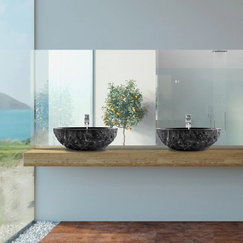 Natural stone bathroom vessel Nero marquina marble BRH014-N (3)