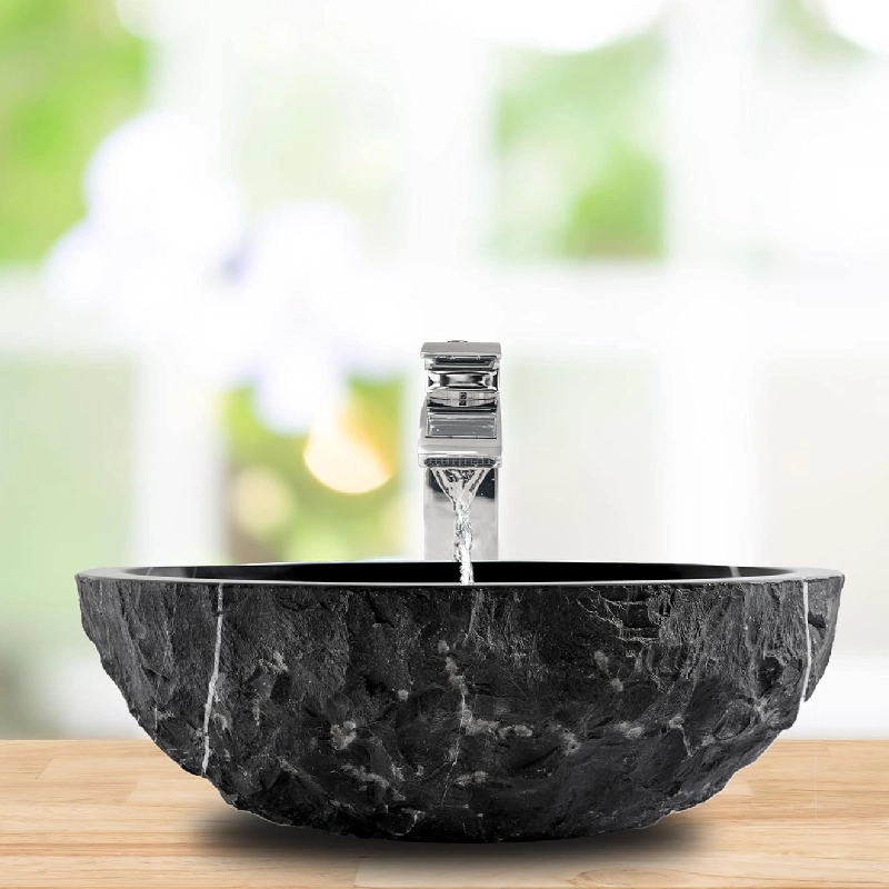 Natural stone bathroom vessel Nero marquina marble BRH014-N (4)