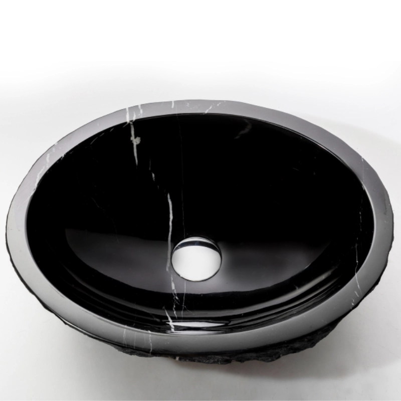 Natural stone bathroom vessel Nero marquina marble BRH014-N (7)